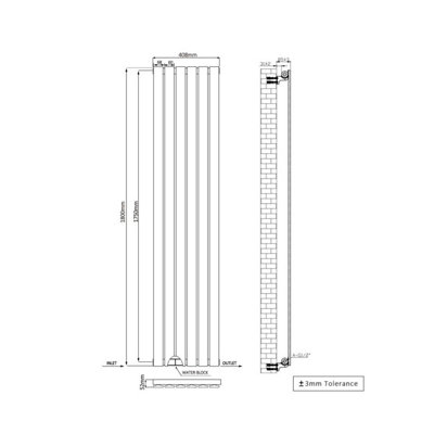 Rinse Bathrooms Vertical Radiators 1800x408mm Flat Panel Column Designer Radiator Anthracite Single Radiators Central Heating~5063021775772 04c Mp - View #2