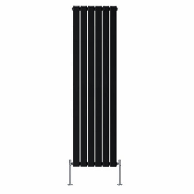 Rinse Bathrooms Vertical Radiators 1800x408mm Flat Panel Column Designer Radiator Black Double Radiators Central Heating