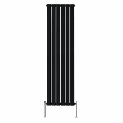 Rinse Bathrooms Vertical Radiators 1800x408mm Flat Panel Column Designer Radiator Black Single Radiators Central Heating