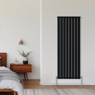 Rinse Bathrooms Vertical Radiators 1800x544mm Flat Panel Column Designer Radiator Black Single Radiators Central Heating