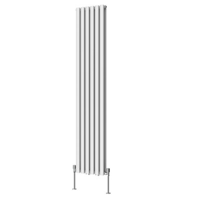Rinse Bathrooms Vertical Radiators Oval Double Panel White Column Designer Radiator 1800x354mm