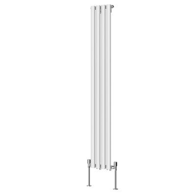 Rinse Bathrooms Vertical Radiators Oval Single Panel White Column Designer Radiator 1600x236mm