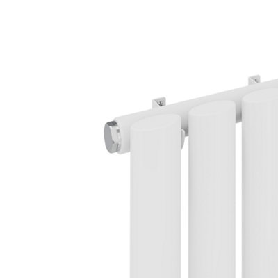 Rinse Bathrooms Vertical Radiators Oval Single Panel White Column Designer Radiator 1600x236mm