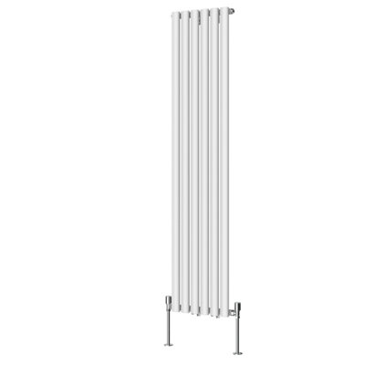 Rinse Bathrooms Vertical Radiators Oval Single Panel White Column Designer Radiator 1600x354mm