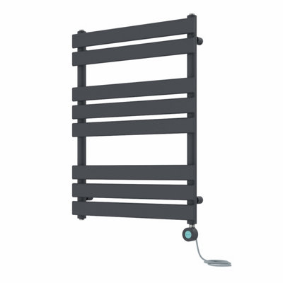 Rinse Bathrooms WiFi Thermostatic Electric Bathroom Flat Panel Heated Towel Rail Radiator with Timer 800x600mm - Sand Grey
