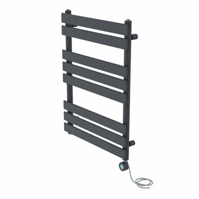 Rinse Bathrooms WiFi Thermostatic Electric Bathroom Flat Panel Heated Towel Rail Radiator with Timer 800x600mm - Sand Grey
