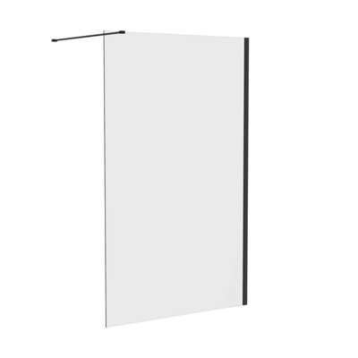 Rinse Black Walkin Shower Enclosure 1400mm 8mm Clear Easy Clean Safety Glass Wetroom Shower Screen