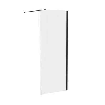 Rinse Black Walkin Shower Enclosure 760mm 8mm Clear Easy Clean Safety 