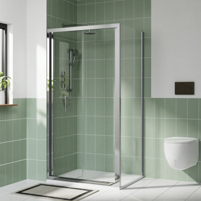 Rinse Chrome 1000x900mm Bifold Shower Enclosure Cubicles 6mm Self Clean ...