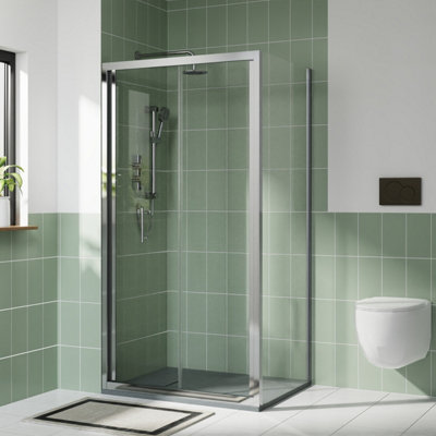 Aquariss 760x760mm Bifold Shower Enclosure Cubicles 6mm Self Clean Shower Door Folding Shower Screen With Side Panel Chrome - View #7