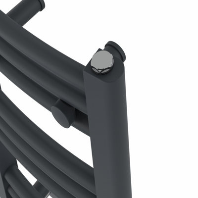 Rinse Curved Bathroom Heated Towel Rail Ladder Radiator Anthracite 600x300mm