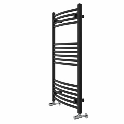 Rinse Curved Bathroom Heated Towel Rail Ladder Radiator Black 1000x600mm