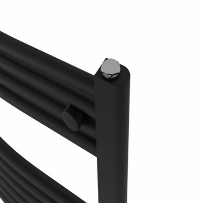 Rinse Curved Bathroom Heated Towel Rail Ladder Radiator Black 1000x600mm