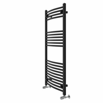 Rinse Curved Bathroom Heated Towel Rail Ladder Radiator Black 1200x600mm