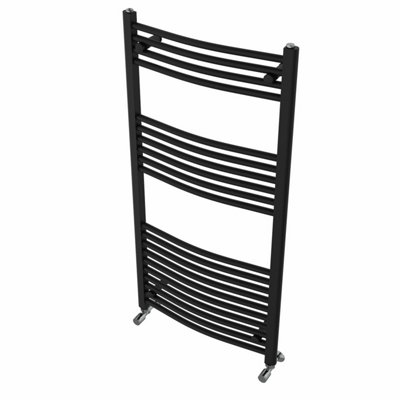 Rinse Curved Bathroom Heated Towel Rail Ladder Radiator Black 1200x600mm
