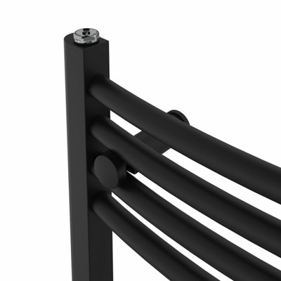 Rinse Curved Bathroom Heated Towel Rail Ladder Radiator Black 1200x600mm