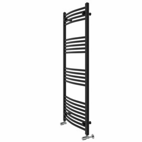 Rinse Curved Bathroom Heated Towel Rail Ladder Radiator Black 1400x600mm