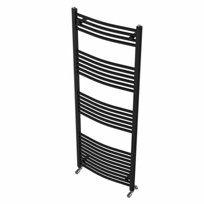 Rinse Curved Bathroom Heated Towel Rail Ladder Radiator Black 1600x600mm