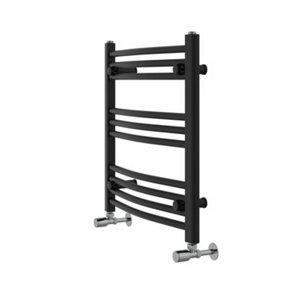 Rinse Curved Bathroom Heated Towel Rail Ladder Radiator Black 600x600mm