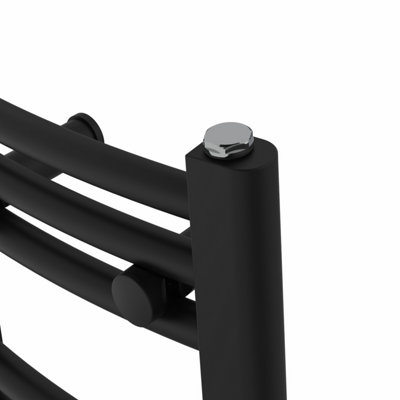 Rinse Curved Bathroom Heated Towel Rail Ladder Radiator Black 800x300mm
