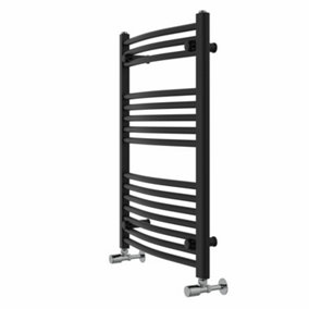 Rinse Curved Bathroom Heated Towel Rail Ladder Radiator Black 800x600mm