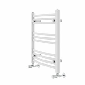 Rinse Curved Bathroom Heated Towel Rail Ladder Radiator White 600x600mm