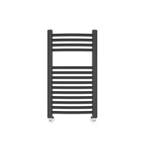 Rinse Curved Bathroom Heated Towel Rail Warmer Radiator Central Heating Anthracite - 700x400mm