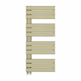 Rinse Designer Heated Towel Rail Bathroom Ladder Radiator Warmer Central Heating Rads Flat Panel Brushed Brass 1126x500mm