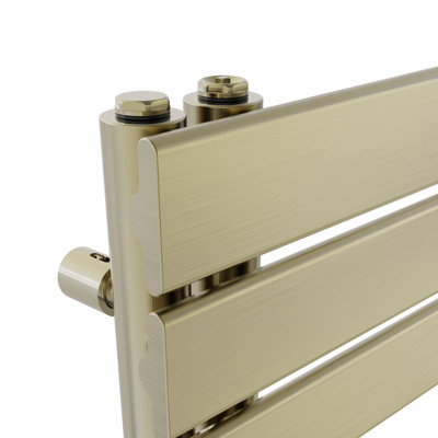 Rinse Designer Heated Towel Rail Bathroom Ladder Radiator Warmer Central Heating Rads Flat Panel Brushed Brass 1380x500mm