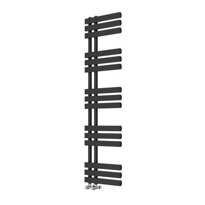 Rinse Designer Heated Towel Rail D Shape Bathroom Ladder Style Radiator Warmer Central Heating Black 1600x450mm