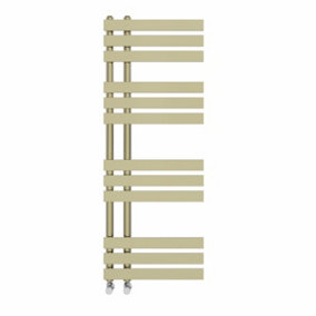 Rinse Designer Heated Towel Rail D Shape Bathroom Ladder Style Radiator Warmer Central Heating Brushed Brass 1200x450mm