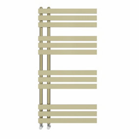 Rinse Designer Heated Towel Rail D Shape Bathroom Ladder Style Radiator Warmer Central Heating Brushed Brass 1200x600mm