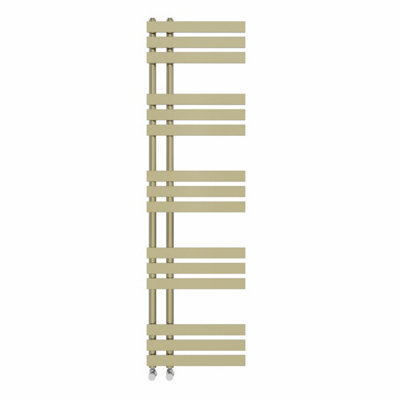 Rinse Designer Heated Towel Rail D Shape Bathroom Ladder Style Radiator Warmer Central Heating Brushed Brass 1600x450mm