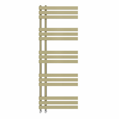 Rinse Designer Heated Towel Rail D Shape Bathroom Ladder Style Radiator Warmer Central Heating Brushed Brass 1600x600mm