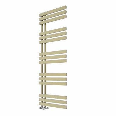 Rinse Designer Heated Towel Rail D Shape Bathroom Ladder Style Radiator Warmer Central Heating Brushed Brass 1600x600mm