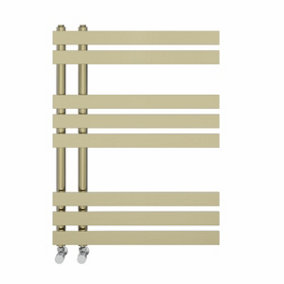 Rinse Designer Heated Towel Rail D Shape Bathroom Ladder Style Radiator Warmer Central Heating Brushed Brass 800x600mm