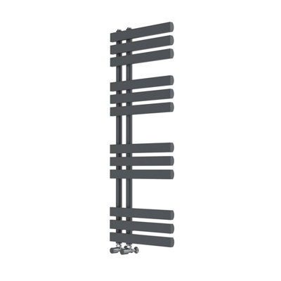 Rinse Designer Heated Towel Rail D Shape Bathroom Ladder Style Radiator Warmer Central Heating Sand Grey 1200x450mm