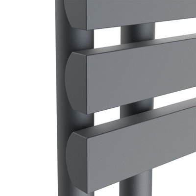 Rinse Designer Heated Towel Rail D Shape Bathroom Ladder Style Radiator Warmer Central Heating Sand Grey 1200x450mm