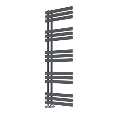 Rinse Designer Heated Towel Rail D Shape Bathroom Ladder Style Radiator Warmer Central Heating Sand Grey 1600x600mm
