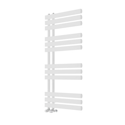 Rinse Designer Heated Towel Rail D Shape Bathroom Ladder Style Radiator Warmer Central Heating White 1200x600mm