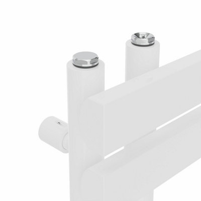 Rinse Designer Heated Towel Rail D Shape Bathroom Ladder Style Radiator Warmer Central Heating White 1200x600mm