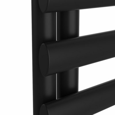 Rinse Designer Oval Panel Heated Towel Rail 1200x450mm Bathroom Ladder Style Radiator Warmer Central Heating Black