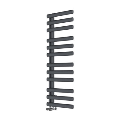 Rinse Designer Oval Panel Heated Towel Rail 1200x450mm Bathroom Ladder Style Radiator Warmer Central Heating Sand Grey
