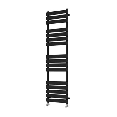 Rinse Flat Panel Heated Towel Rail Black Bathroom Ladder Radiator Warmer 1600x450mm