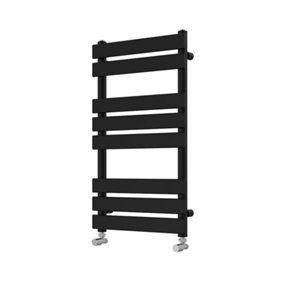 Rinse Flat Panel Heated Towel Rail Black Bathroom Ladder Radiator Warmer 800x450mm