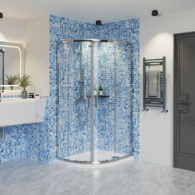 Rinse Left/Right Offset Quadrant Shower Enclosure 6mm Easy Clean Glass Sliding Door Shower Cubicle Chrome 1000x800x1900mm