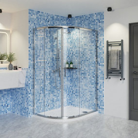 Rinse Left/Right Offset Quadrant Shower Enclosure 6mm Easy Clean Glass Sliding Door Shower Cubicle Chrome 1200x800x1900mm
