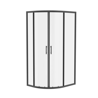 Rinse Left/Right Offset Quadrant Shower Enclosure 6mm Easy Clean Glass Sliding Door Shower Cubicle Matt Black 1000x800x1900mm