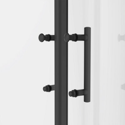 Rinse Left/Right Offset Quadrant Shower Enclosure 6mm Easy Clean Glass Sliding Door Shower Cubicle Matt Black 1000x800x1900mm