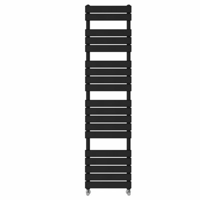 Rinse - Minimalist Heated Towel Rail Radiator Bathroom Flat Panel Black 1800x450mm Modern Central Heating Space Saving Radiator